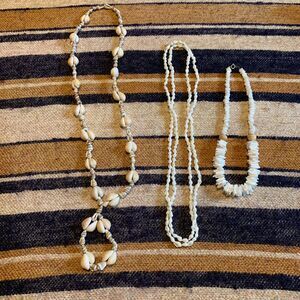 Vintage Shell Necklaces Putka Bundle White Beach Y2K 90s Chunky Hawaiian Surf